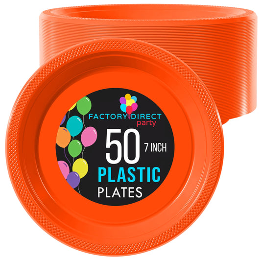 7 In. Orange Plastic Plates | Case of 600