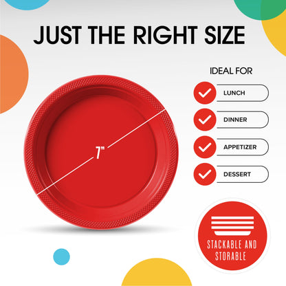 7 In. Red Plastic Plates | Case of 600