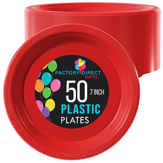 7 In. Red Plastic Plates | Case of 600