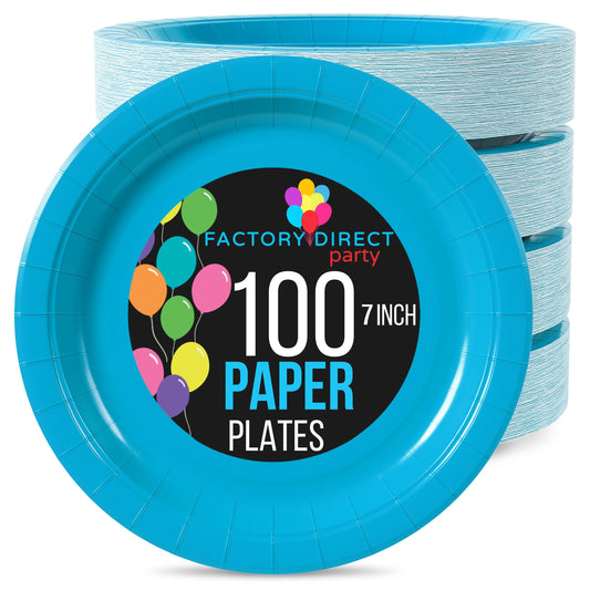 7 In. Turquoise Paper Plates | Case of 1000