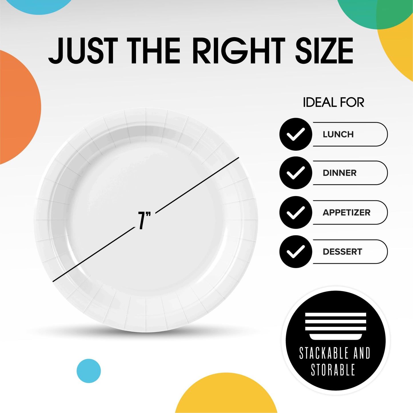 7 In. White Paper Plates - 100 Ct.