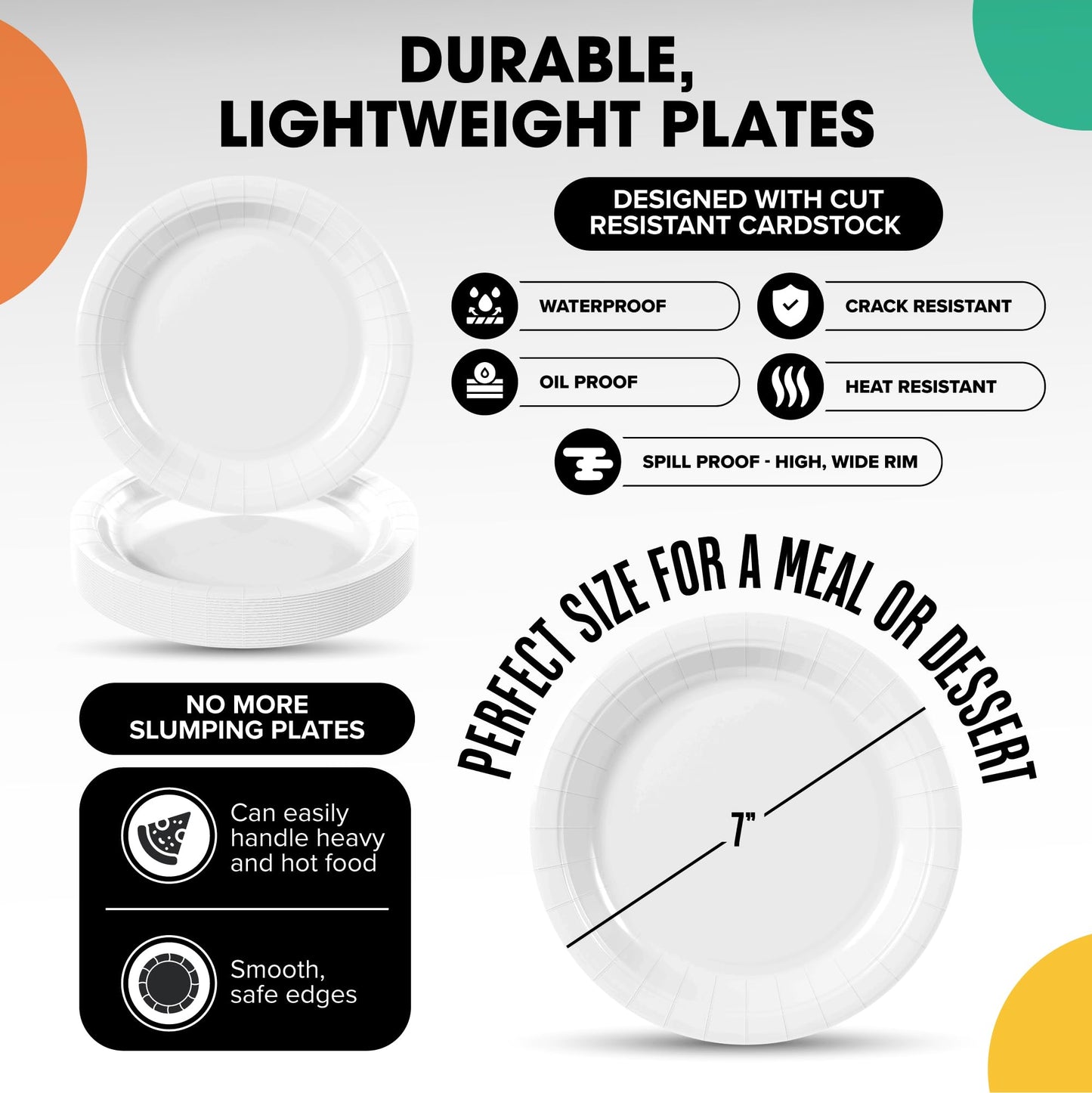 7 In. White Paper Plates - 100 Ct.
