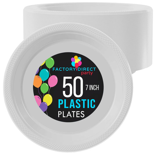 7 In. White Plastic Plates | Case of 600