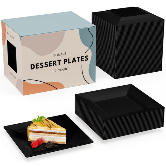 4.5 In. Black Square Plates | 600 Count