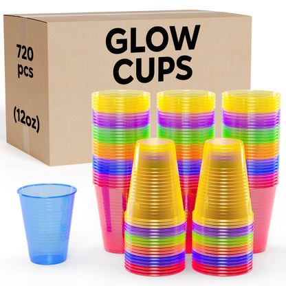 12 Oz. Neon Assorted Color Plastic Cups | Case of 720