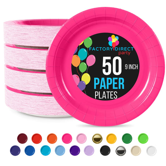 9 In. Cerise Paper Plates | Case of 1000