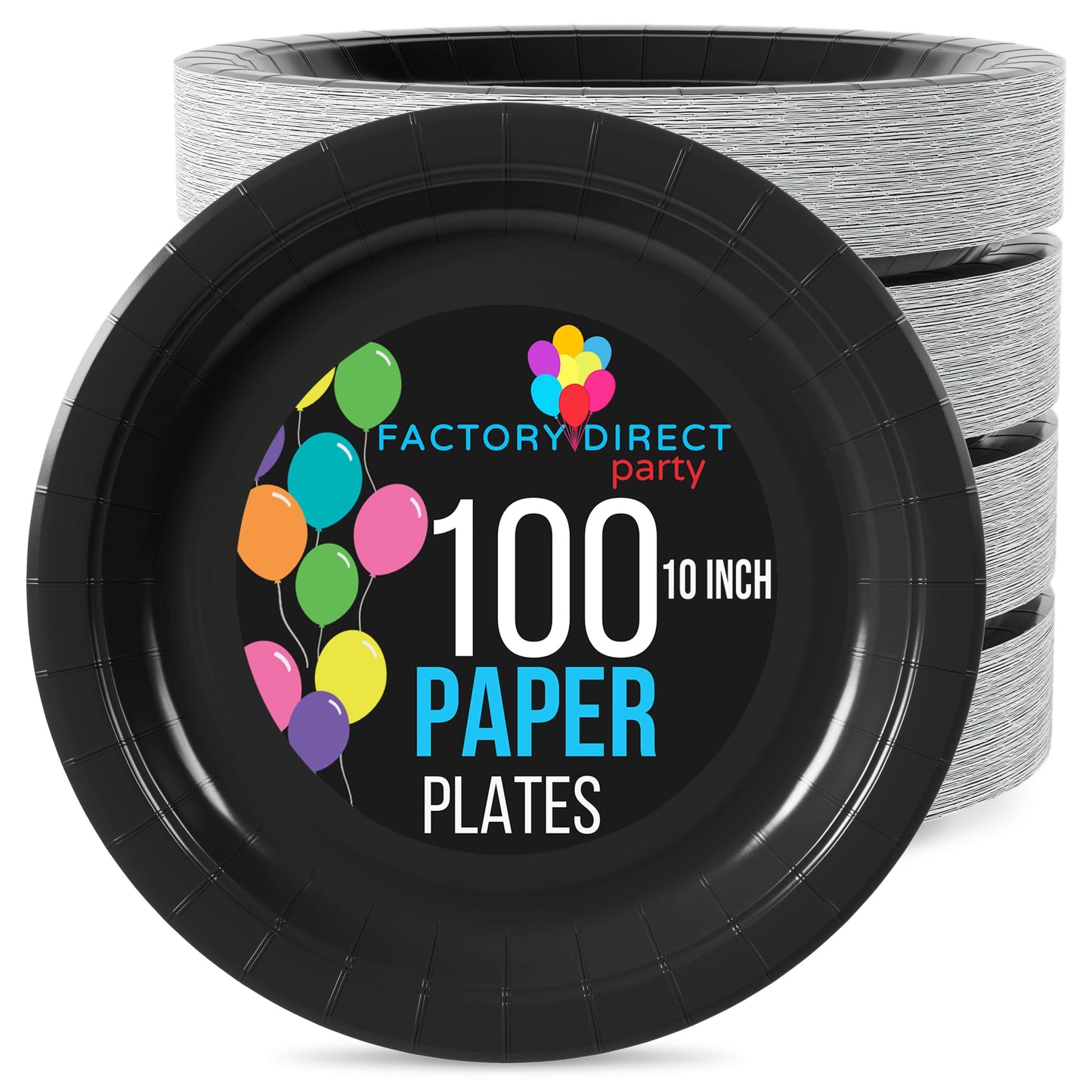 10 In. Black Paper Plates | Case of 1000