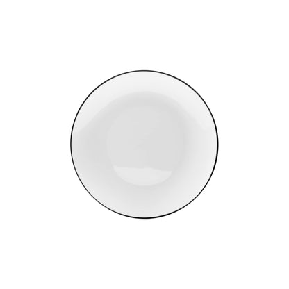 8 In. White & Black Rim Design Plastic Plates | 120 Count