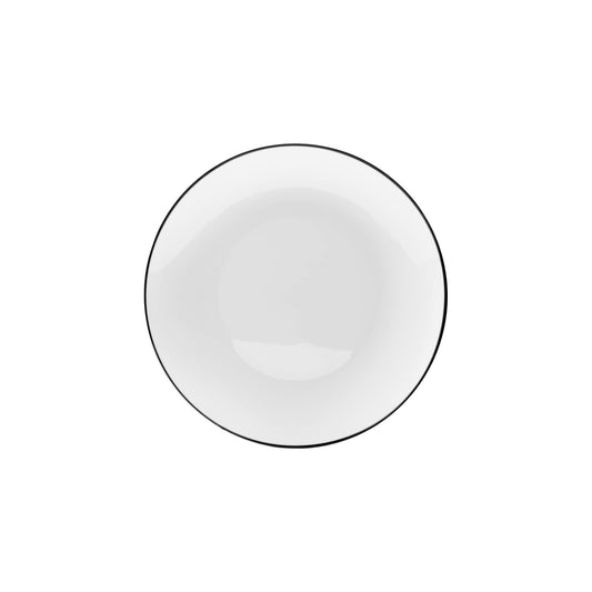 8 In. White & Black Rim Design Plastic Plates | 120 Count