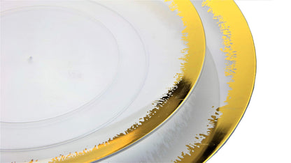 8 In. Gold Scratched Design Plastic Plates | 120 Count