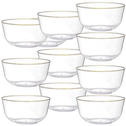 Clear With Gold Rim Plastic Bowls | 120 Count