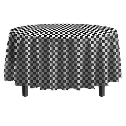 84 In. Round Black/White Checkered Table Cover | Case of 48