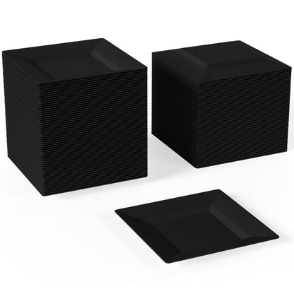 4.5 In. Black Square Plates | 600 Count