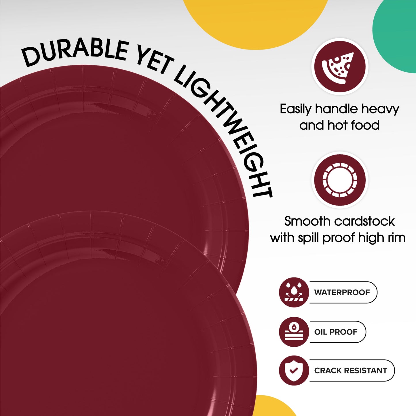 7 In. Burgundy Paper Plates | Case of 1000