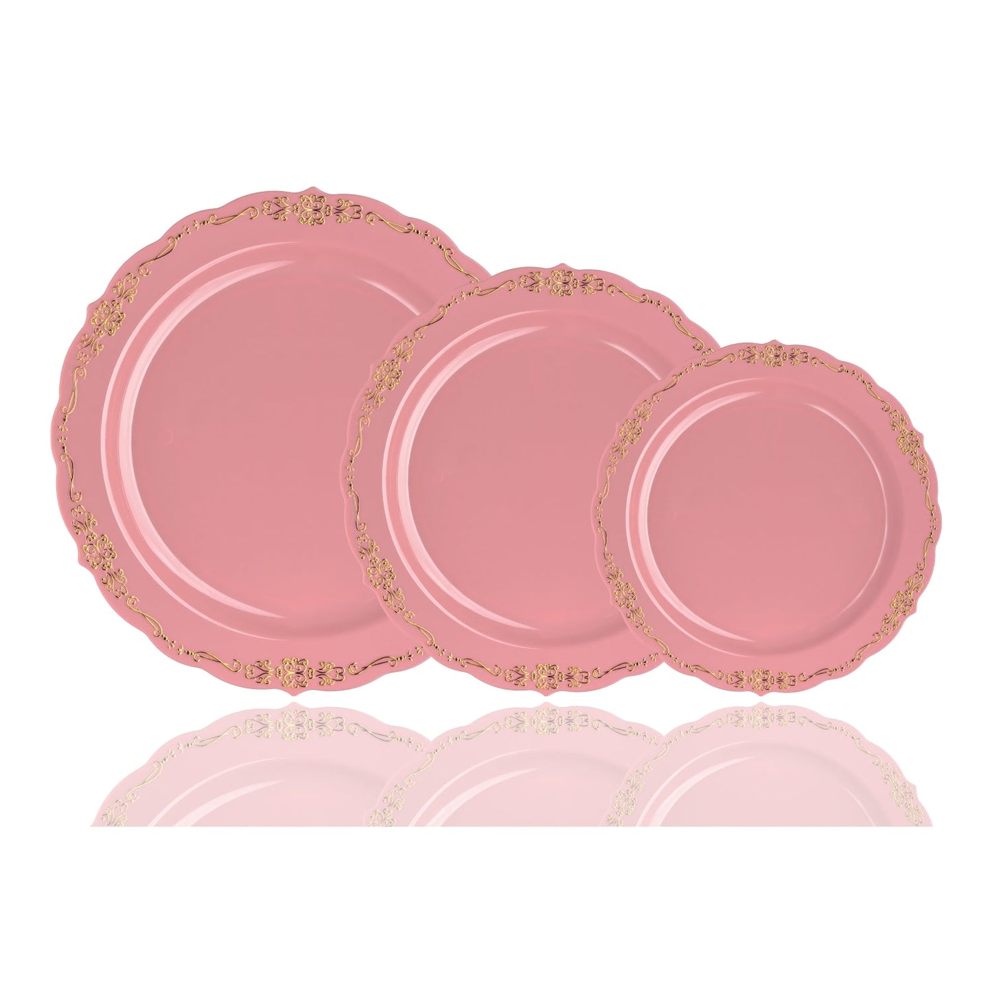 9 In. Coral/Gold Victorian Design Plates - 20 Ct.