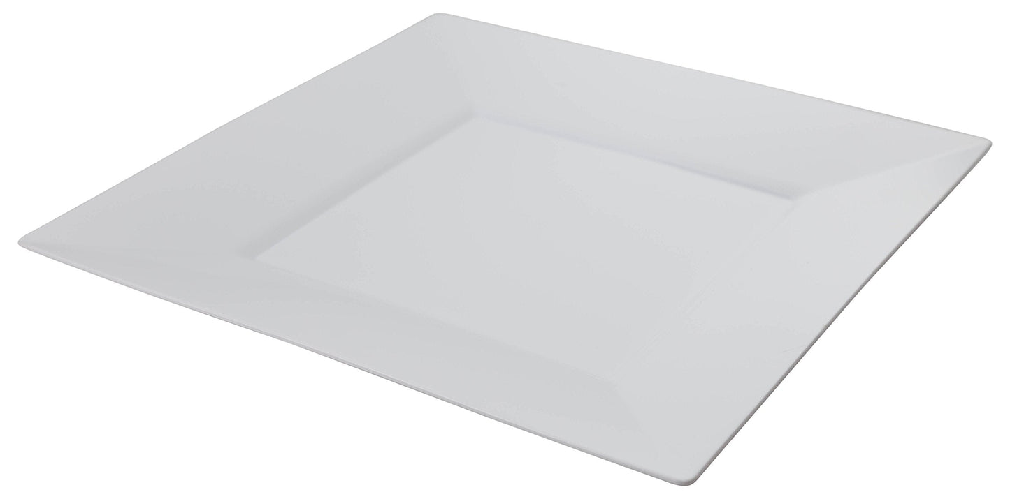 9.5 In. White Square Plastic Plates | 120 Count