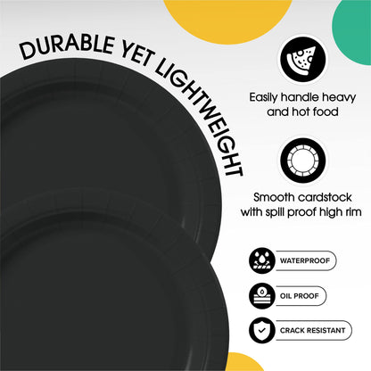 9 In. Black Paper Plates | Case of 1000