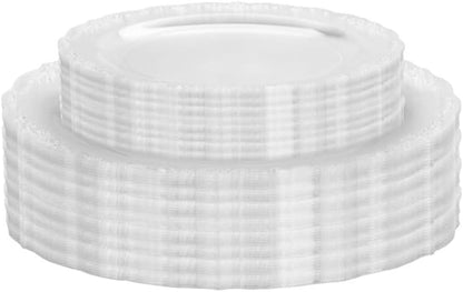 9 In. Clear Victorian Design Plastic Plates | 120 Count