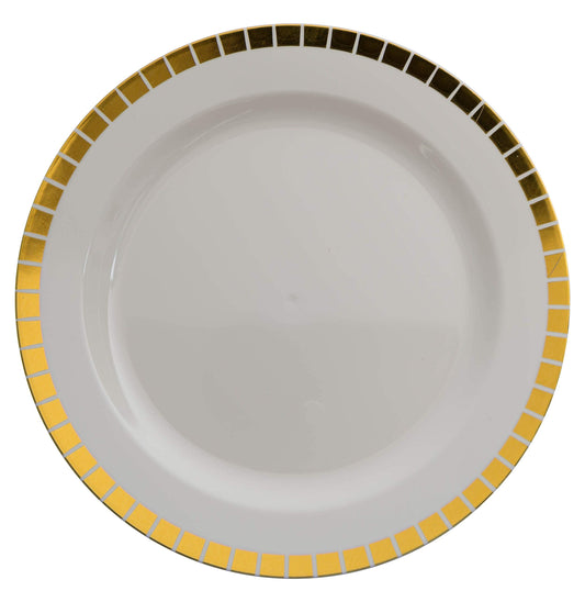9 In. Cream/Gold Slit Design Plates - 10 Ct.