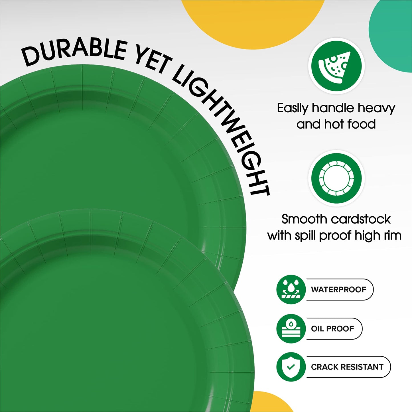 9 In. Emerald Green Paper Plates | Case of 1000