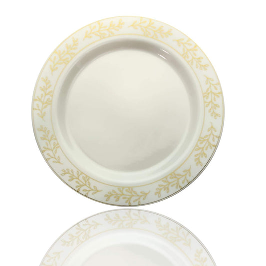 7.5 In. Gold Leaf Design Plastic Plates | 120 Count