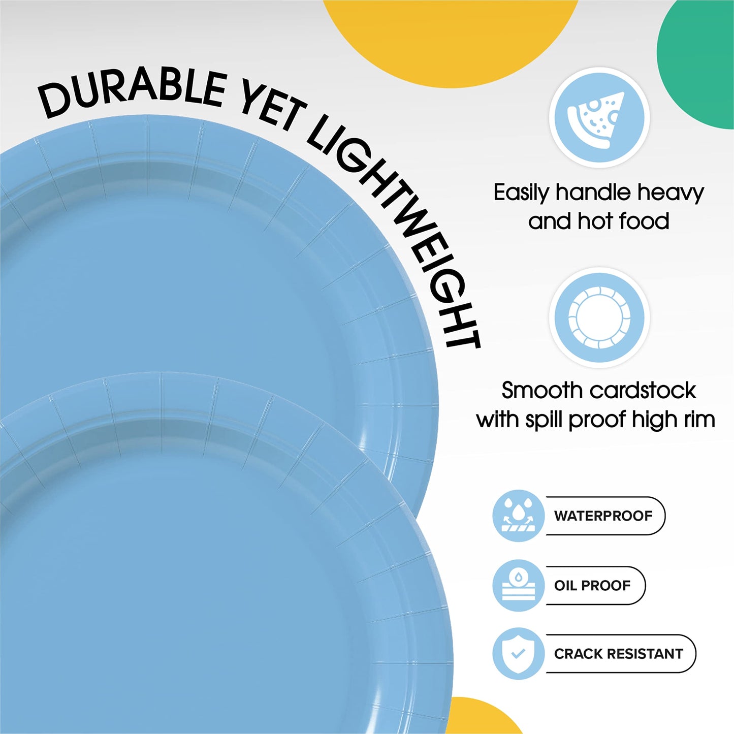 9 In. Light Blue Paper Plates - 100 Ct.