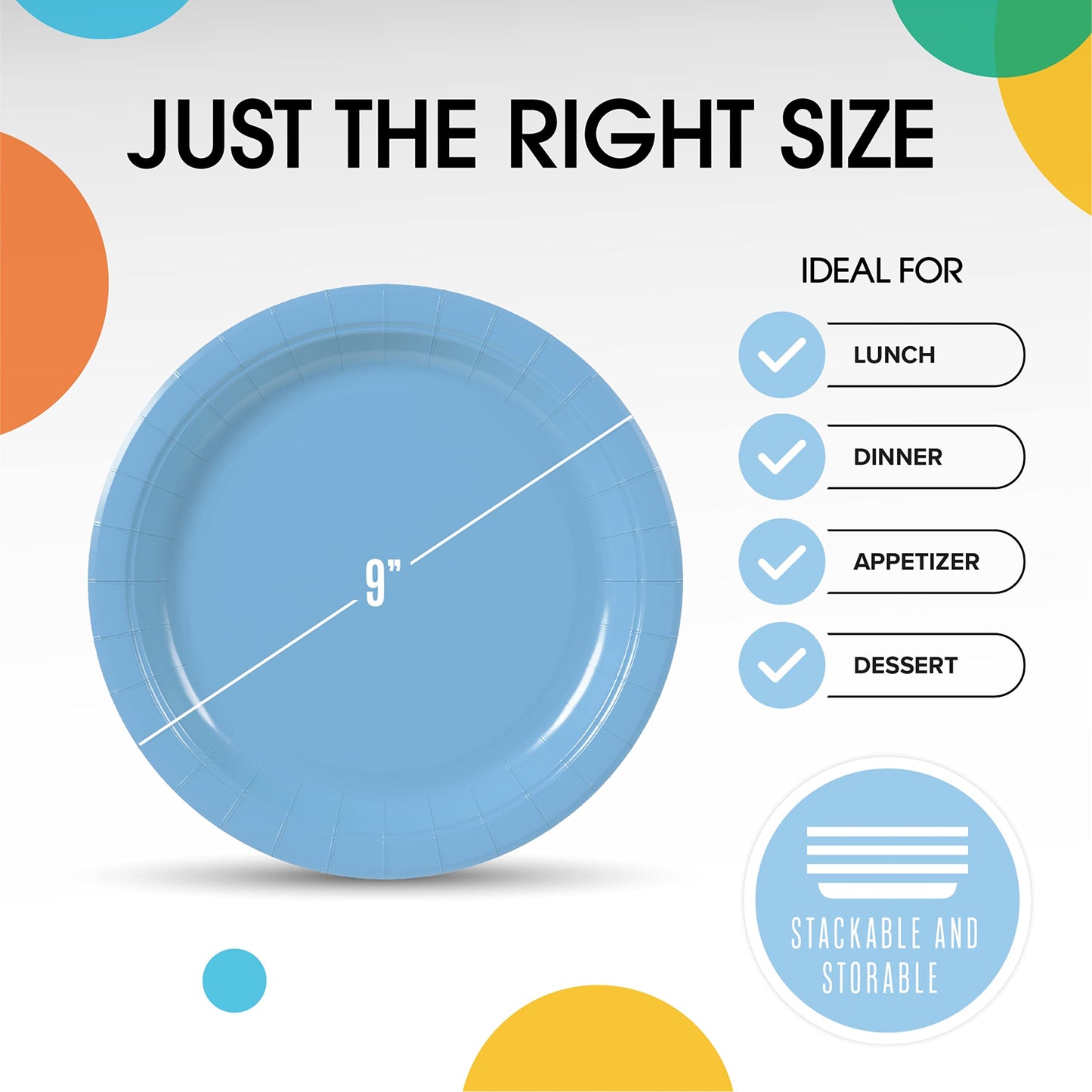 9 In. Light Blue Paper Plates - 100 Ct.