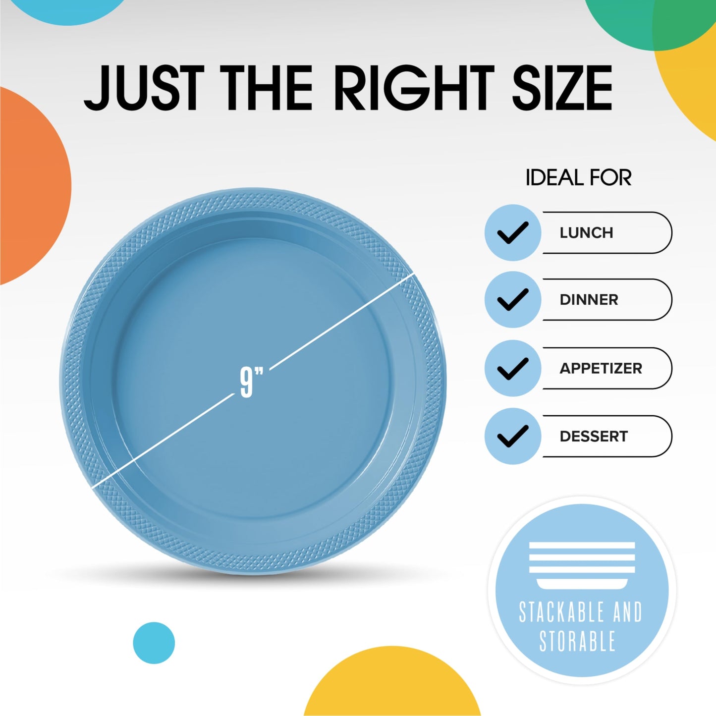 9 In. Light Blue Plastic Plates | Case of 600