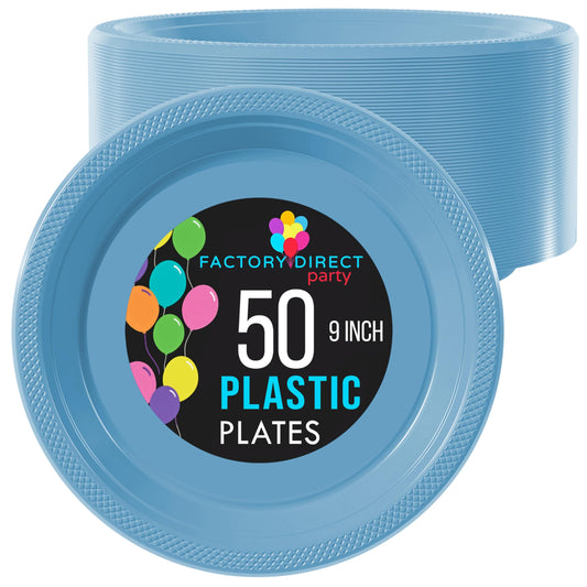 9 In. Light Blue Plastic Plates | Case of 600