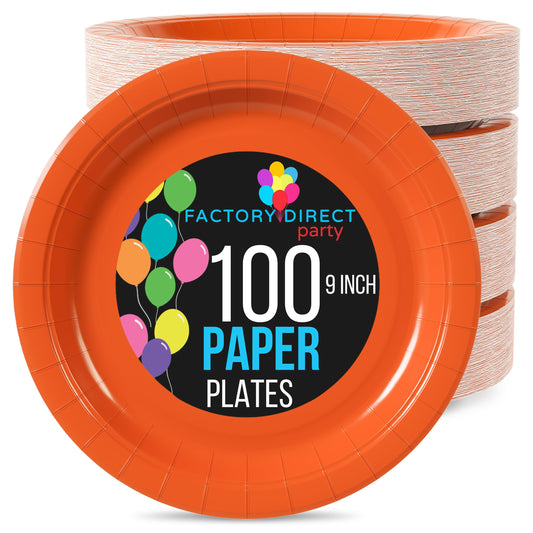 9 In. Orange Paper Plates | Case of 1000