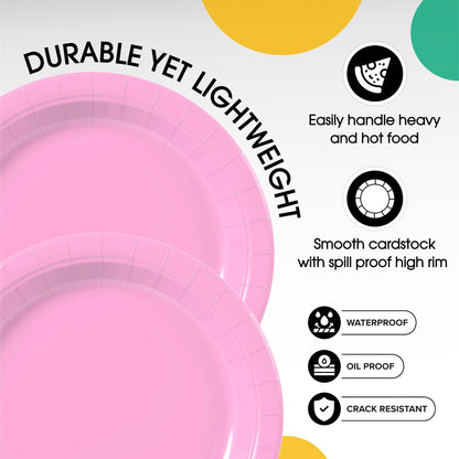 9 In. Pink Paper Plates | Case of 1000