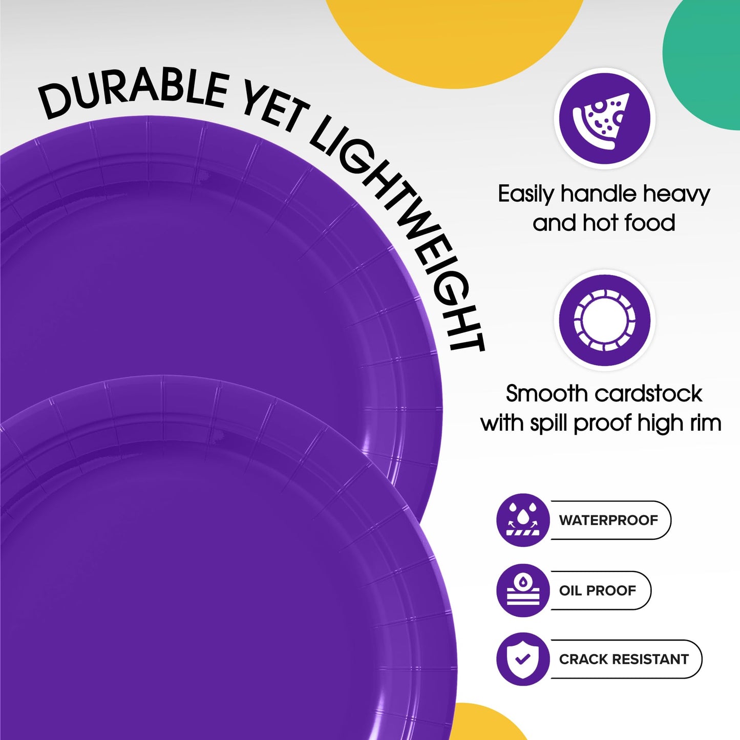 9 In. Purple Paper Plates - 100 Ct.