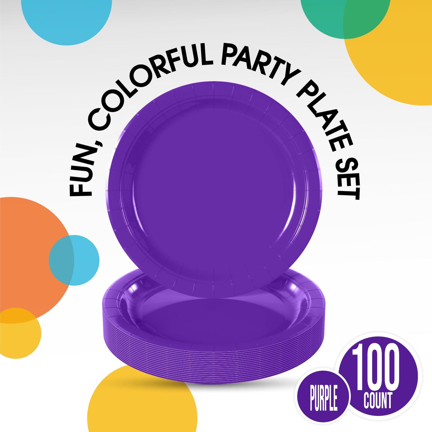 9 In. Purple Paper Plates - 100 Ct.