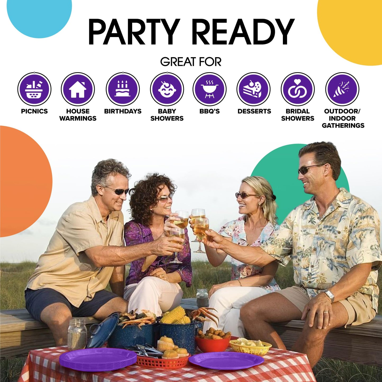 9 In. Purple Paper Plates - 100 Ct.