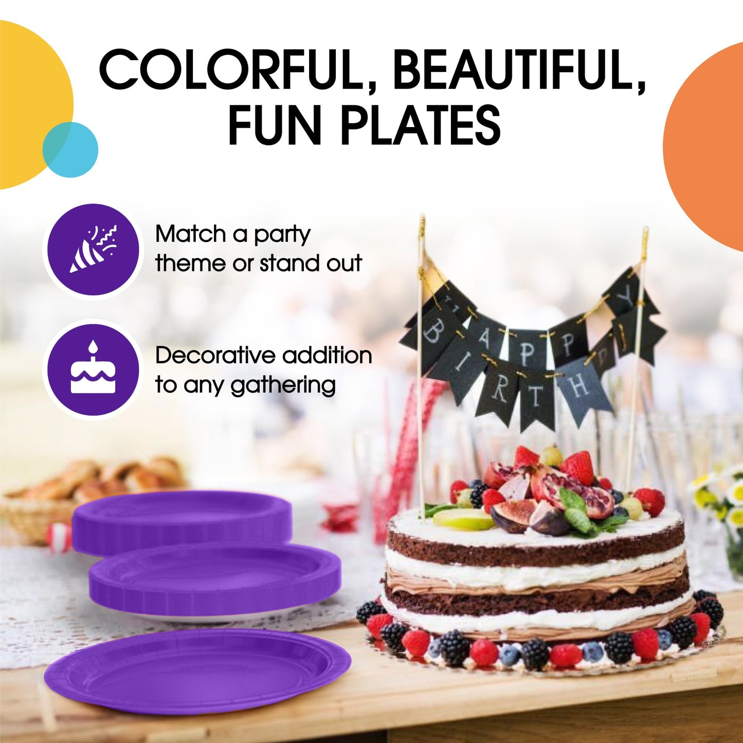 9 In. Purple Paper Plates - 100 Ct.