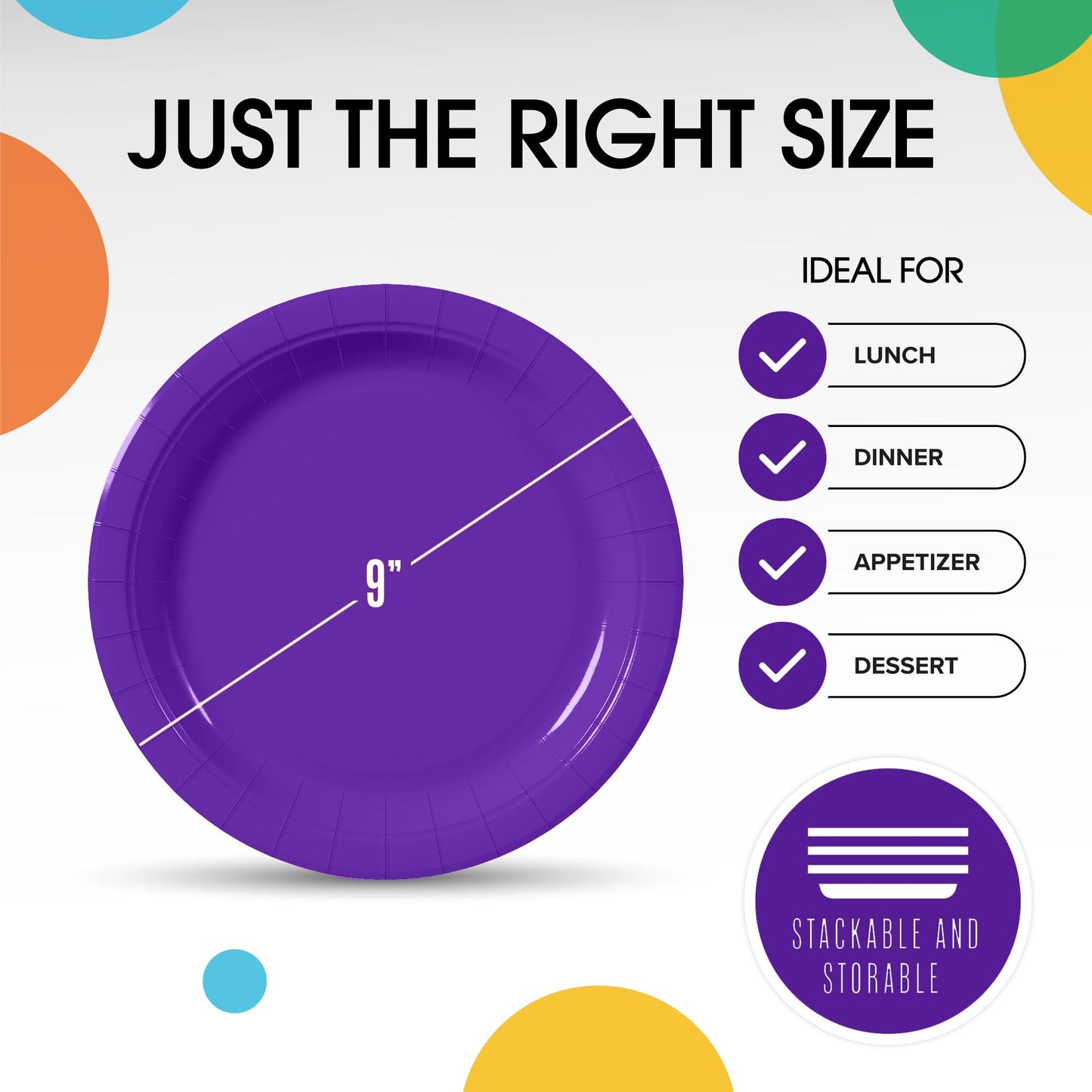 9 In. Purple Paper Plates - 100 Ct.