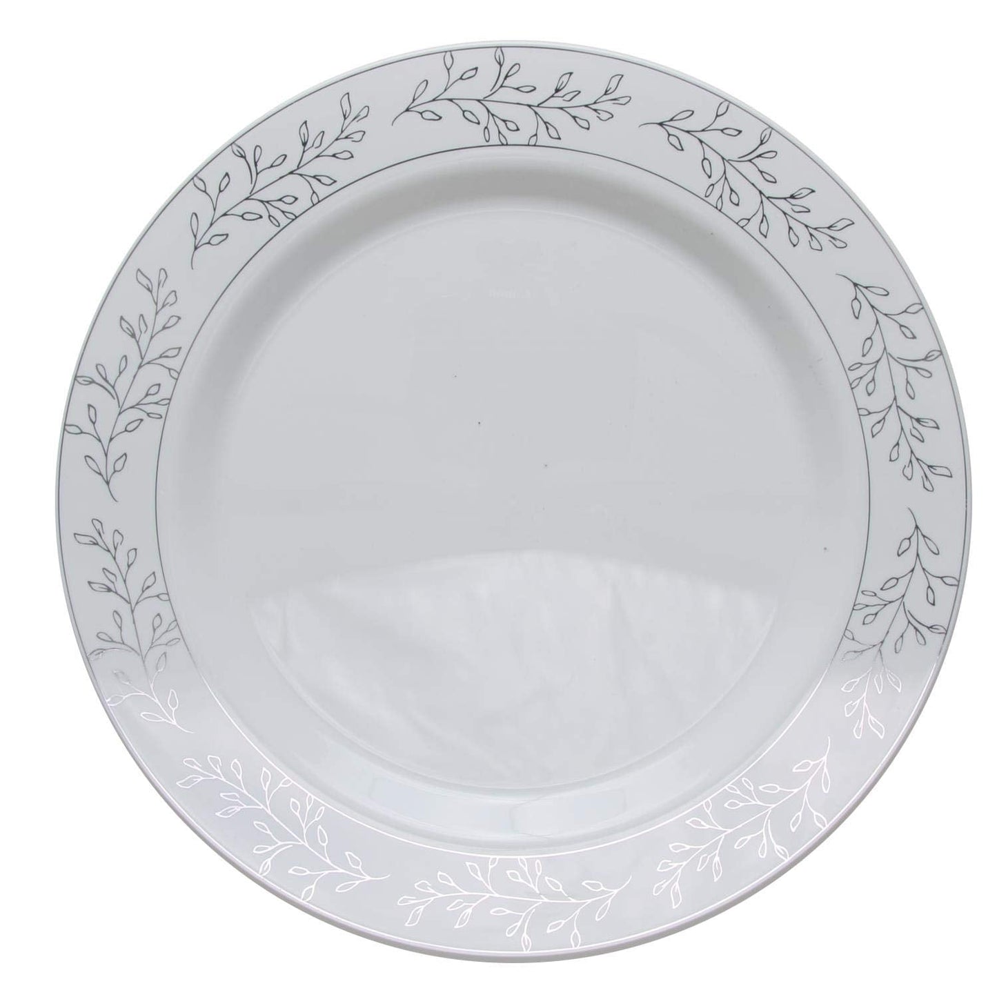 9 In. Silver Leaf Design Plastic Plates | 120 Count