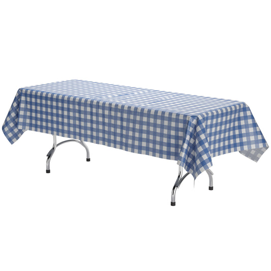 Dark Blue Gingham Plastic Table Cover | Case of 48