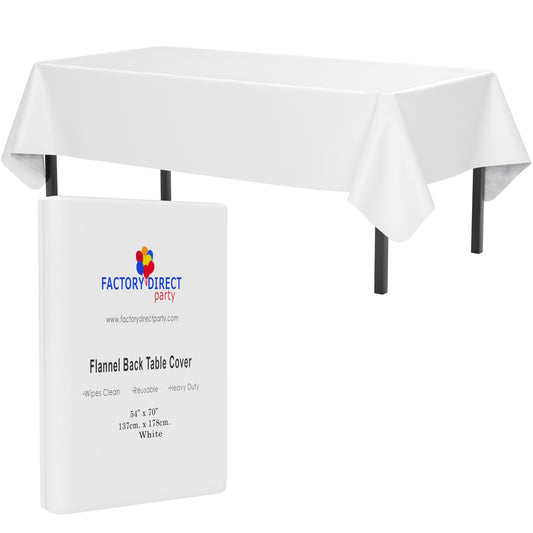 White Flannel Backed Table Cover 54 In. x 70 In. | Case of 24