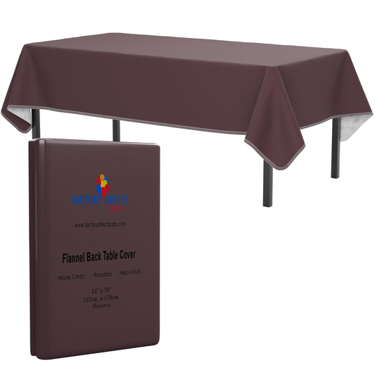 Brown Flannel Backed Table Cover 54 In. x 70 In. | Case of 36