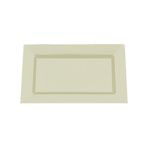 7.5 In. Ivory Rectangular Plastic Plates | 120 Count