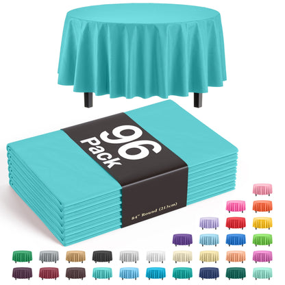 Premium Round Aqua Blue Table Cover | Case of 96