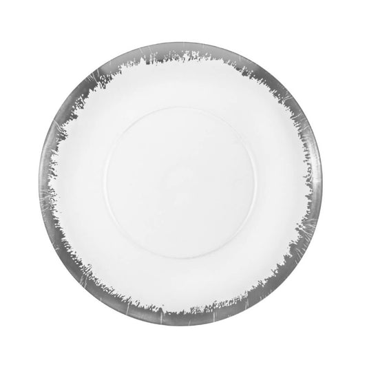 10 In. Silver Scratched Design Plastic Plates | 120 Count