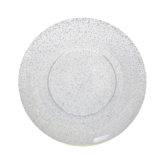 10 In. Silver Sparkle Design Plastic Plates | 120 Count