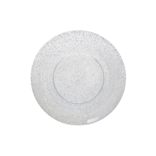 8" Silver Sparkle Design Plastic Plates (10)