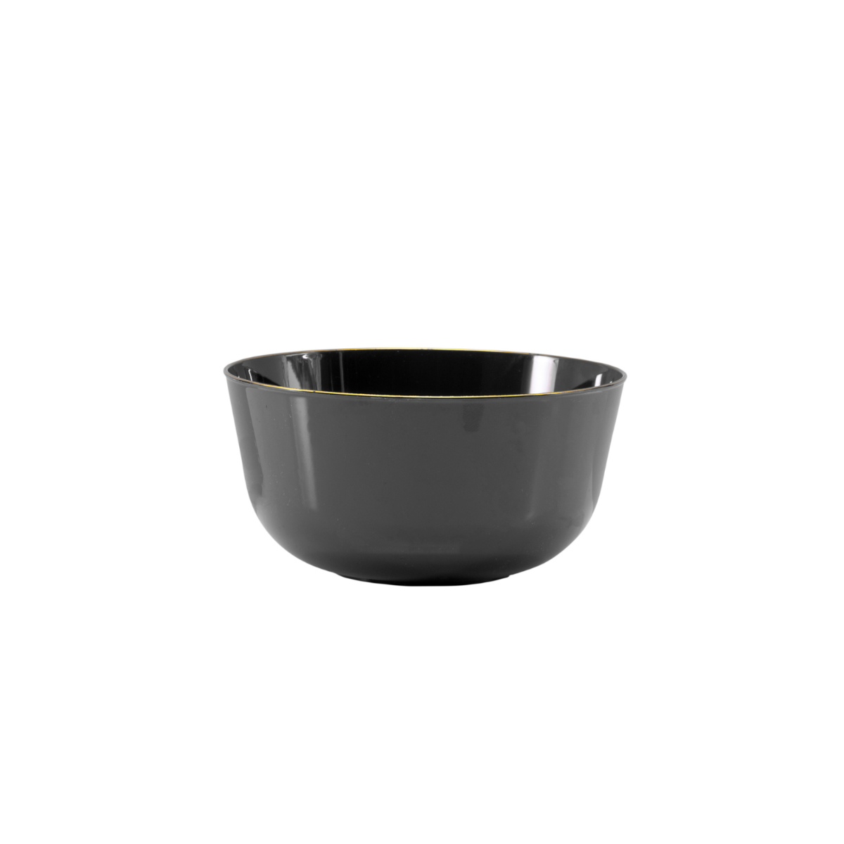 Classic Black Design Plastic Bowls - Gold Rim 10 Ct.