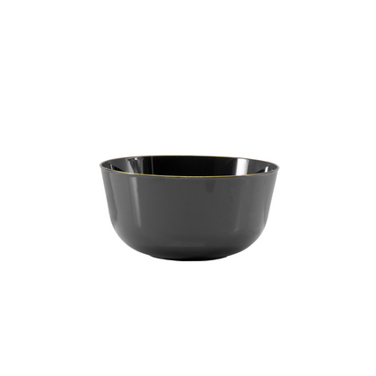 Classic Black Design Plastic Bowls - Gold Rim 10 Ct.