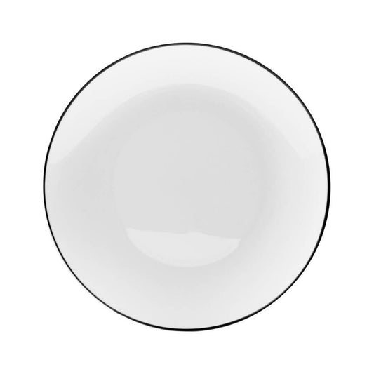 10 In. White & Black Rim Design Plastic Plates | 120 Count