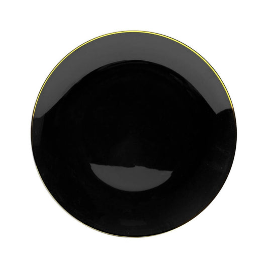 10 In. Black & Gold Rim Design Plastic Plates | 120 Count