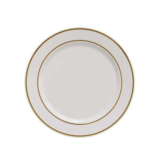 9 In. Gold Line Design Plastic Plates | 120 Count